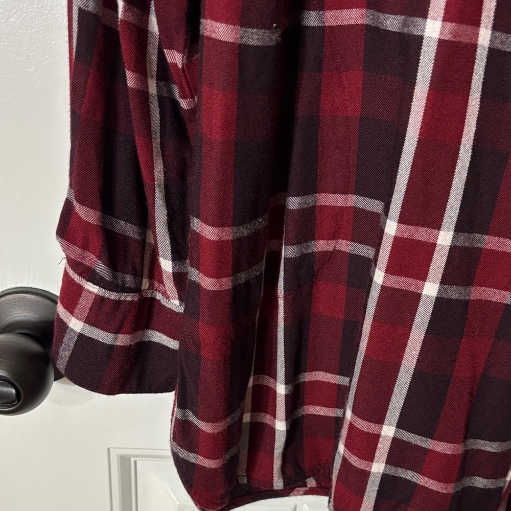 Lane Bryant Burgundy and White Plaid Shirt - Picture 4 of 11